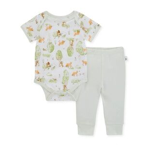 Kids Matching Set with Green and White Animal Print